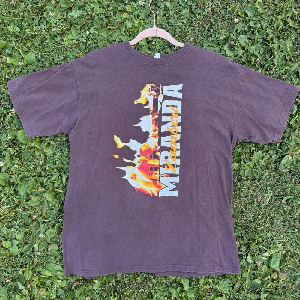 Miranda Lambert T Shirt Large Brown 2012 On Tour Fire Flaming Guitar Graphic